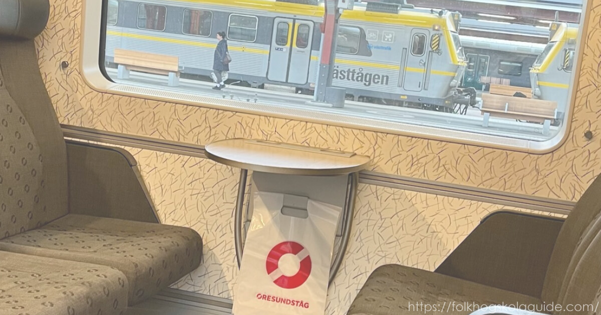 イェーテボリ中央駅に停車する長距離電車の車内。